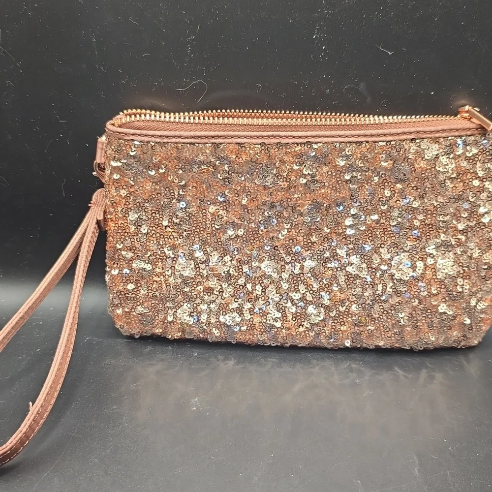 Charming Charlie‎  rose gold crossbody special occasion purse